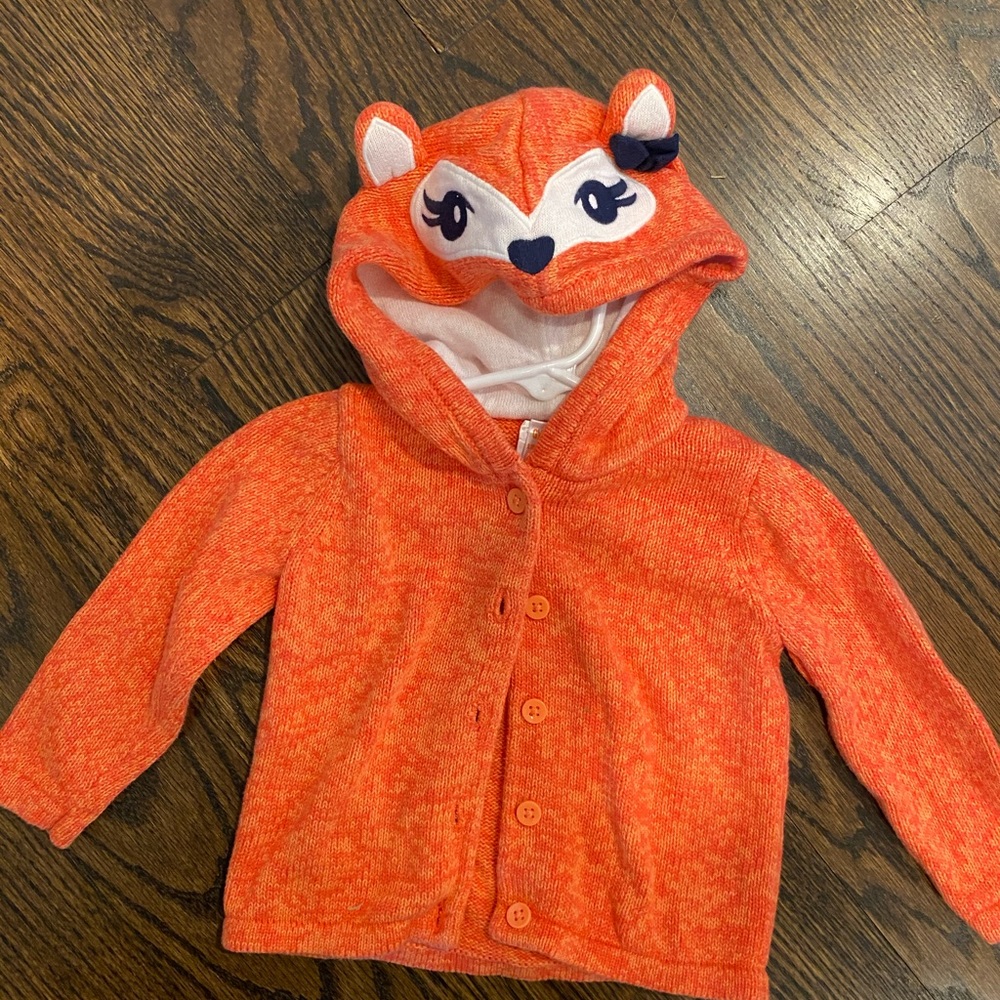 Gymboree Fox hooded sweater 12-18 months Gymboree Fall orange fairy tale forest - Picture 2 of 6